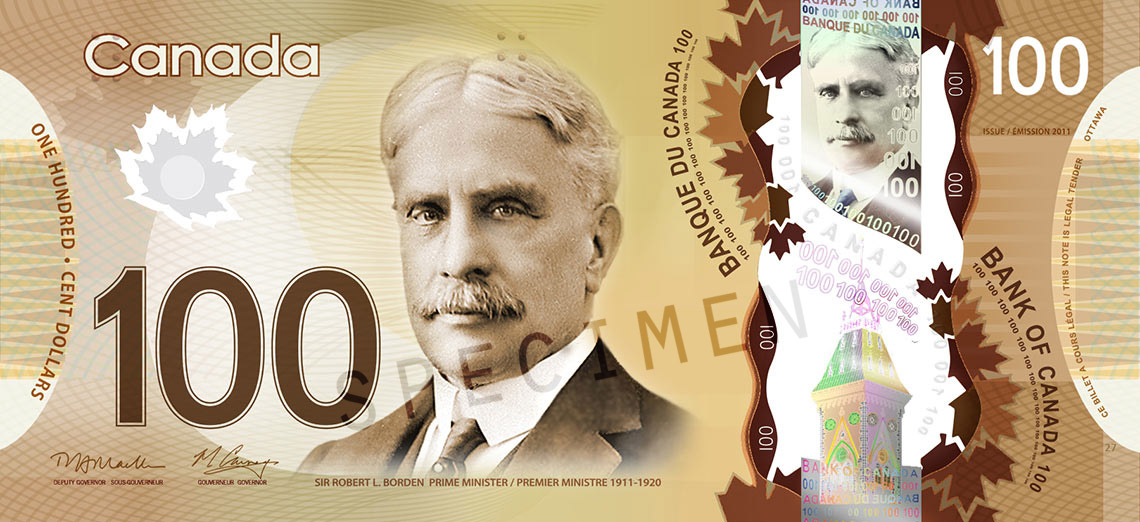 Billet En Polymère Coupure De 100 Banque Du Canada